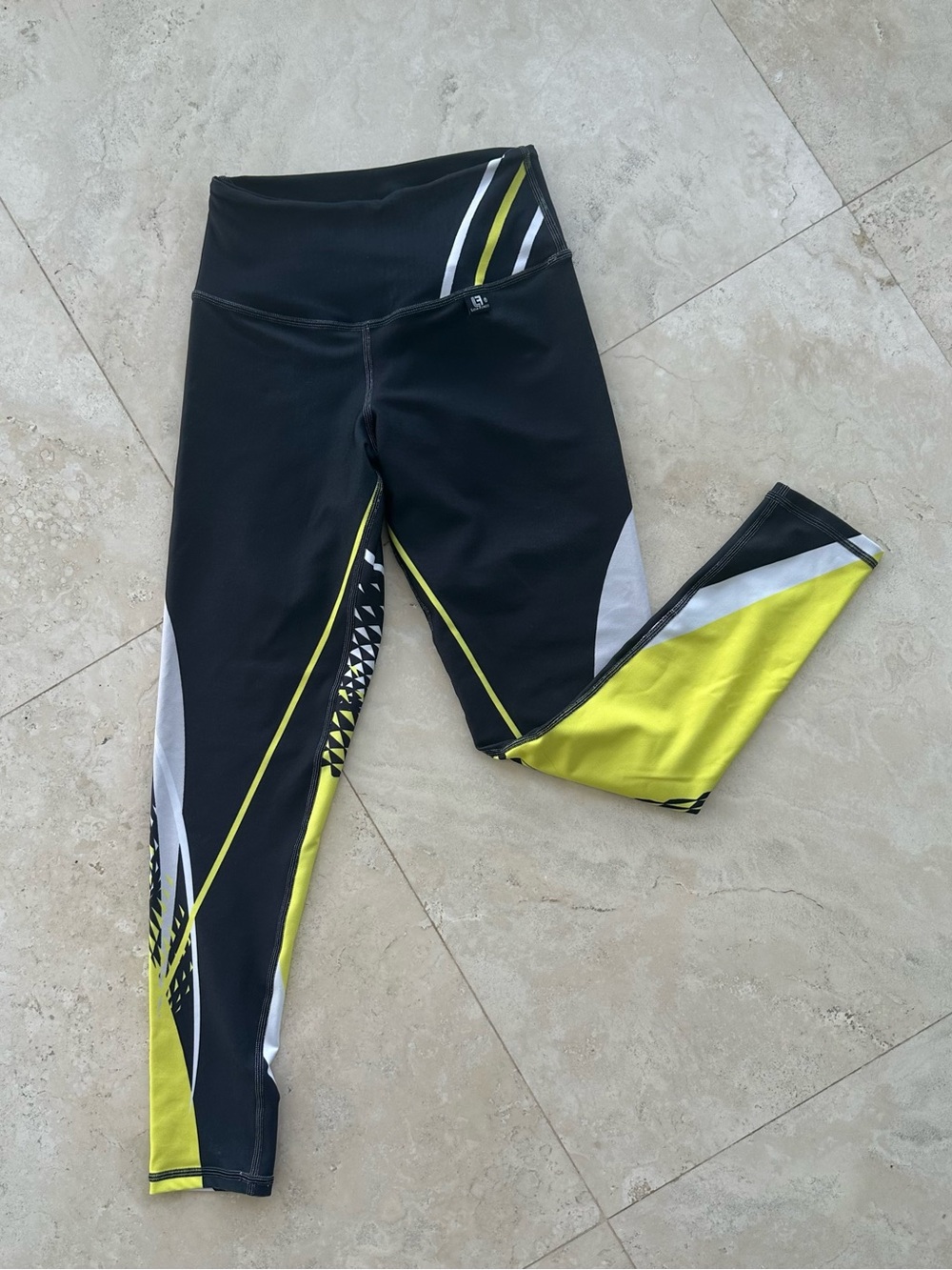 High-Rise Black & Neon Yellow Performance Leggings